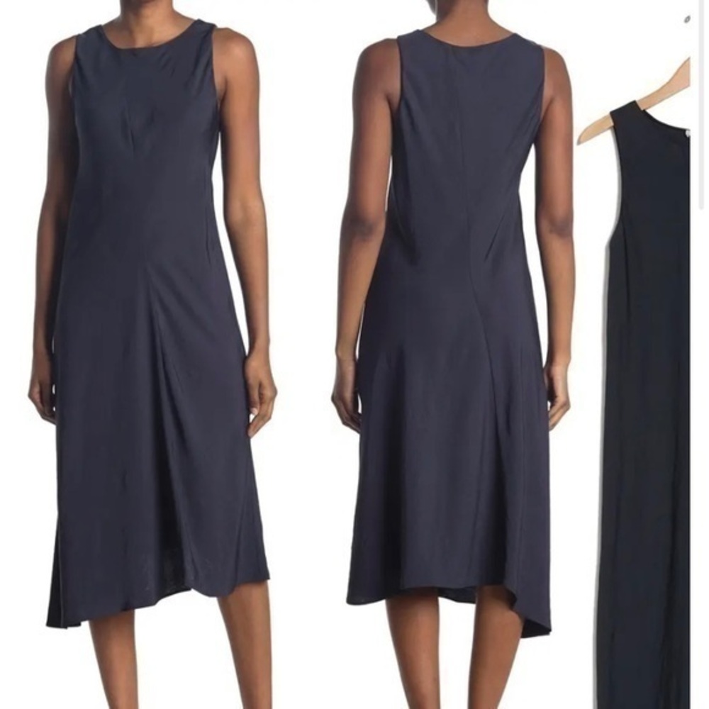VINCE Bias Cut Sleeveless Midi Dress in Coastal Blue Size L